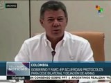 Gobierno colombiano y FARC anunciarán protocolos de cese el fuego