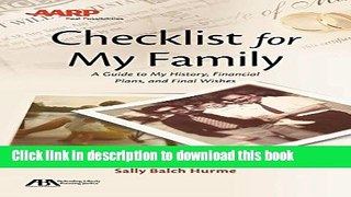 Books ABA/AARP Checklist for My Family: A Guide to My History, Financial Plans and Final Wishes