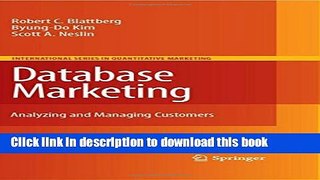 Books Database Marketing: Analyzing and Managing Customers Full Online