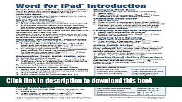 Books Microsoft Word for iPad Quick Reference Guide: Introduction (Cheat Sheet of Instructions,