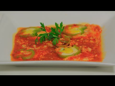 بيض بالطماطم و الثوم و الفلفل الرومي | نجلاء الشرشابي