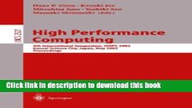 Books High Performance Computing: 4th International Symposium, ISHPC 2002, Kansai Science City,