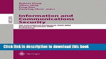 Books Information and Communications Security: 4th International Conference, ICICS 2002,