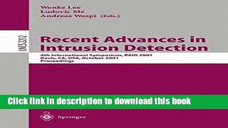 Books Recent Advances in Intrusion Detection: 4th International Symposium, RAID 2001 Davis, CA,