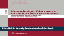Books Knowledge Discovery in Inductive Databases: 5th International Workshop, KDID 2006 Berlin,
