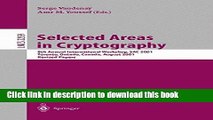 Books Selected Areas in Cryptography: 8th Annual International Workshop, SAC 2001 Toronto,