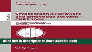 Books Cryptographic Hardware and Embedded Systems - CHES 2006: 8th International Workshop,