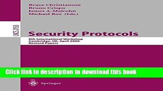 Books Security Protocols: 8th International Workshops Cambridge, UK, April 3-5, 2000 Revised