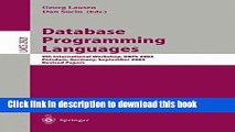 Ebook Database Programming Languages: 9th International Workshop, DBPL 2003, Potsdam, Germany,