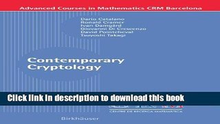 Ebook Contemporary Cryptology Full Online