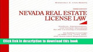 Ebook Nevada Real Estate License Law: Analysis, Interpretation, and Sample Questions for the