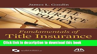 [Read PDF] Fundamentals of Title Insurance Ebook Free