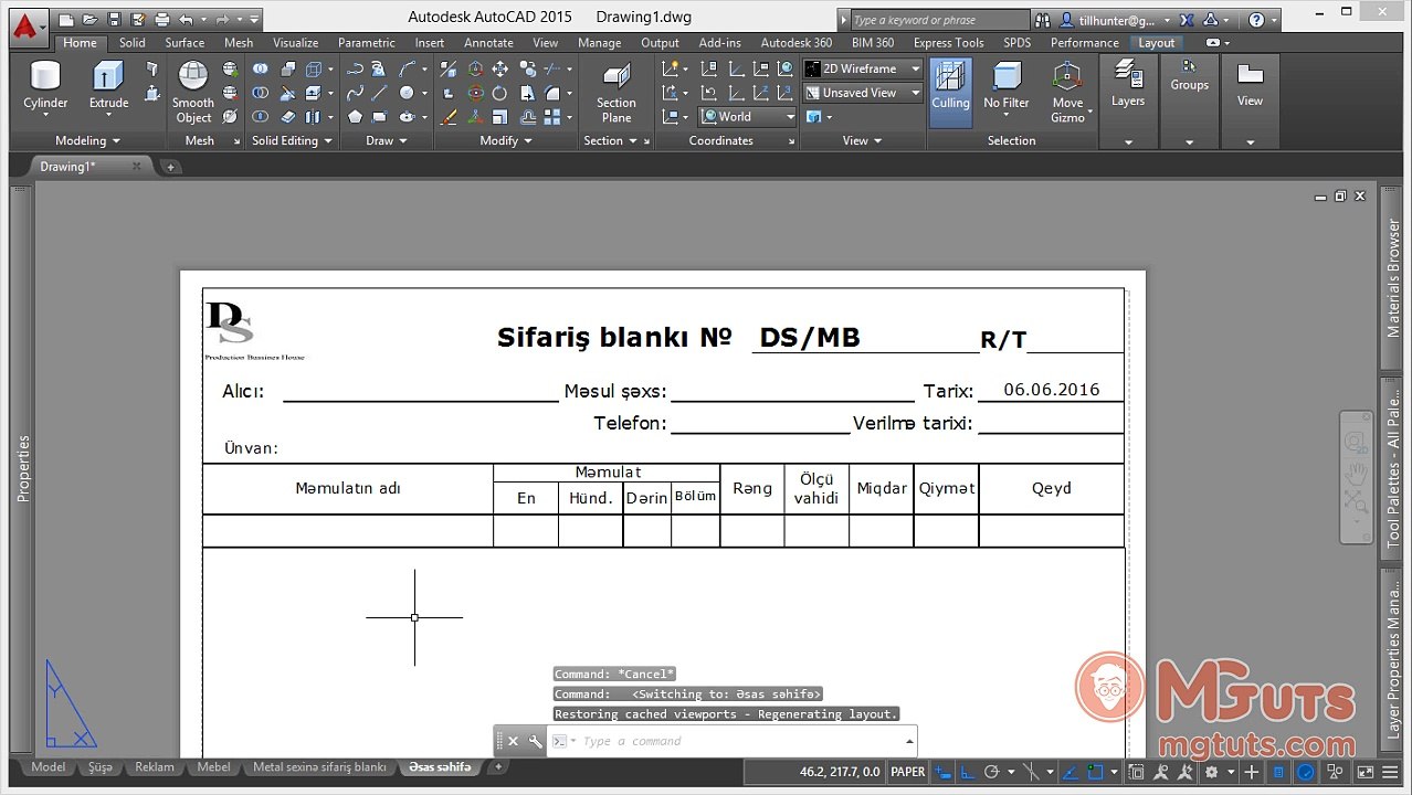 Drawing Organic glass display - Real work example in Autocad