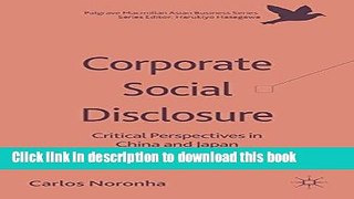 [Download] Corporate Social Disclosure: Critical Perspectives in China and Japan (The Palgrave