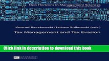 [Read  e-Book PDF] Tax Management and Tax Evasion (New Horizons in Management Sciences)  Read Online