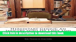 Books Hereditary Genius: An Inquiry Into Its Laws and Consequences Free Online