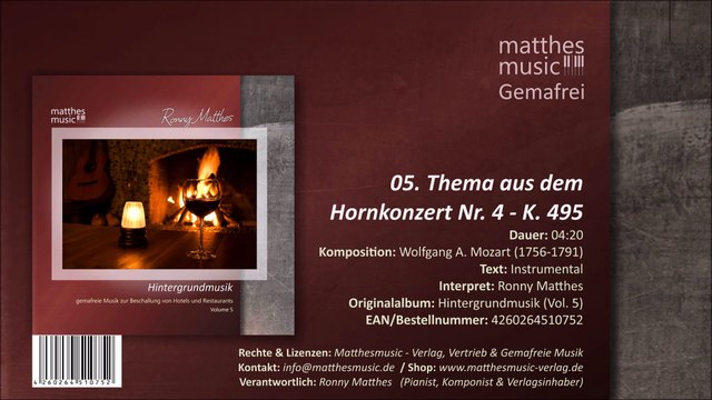 Thema: Hornkonzert Nr . 4 - K. 495 (Wolfgang Amadeus Mozart) (05/11) - CD: Hintergrundmusik (5)