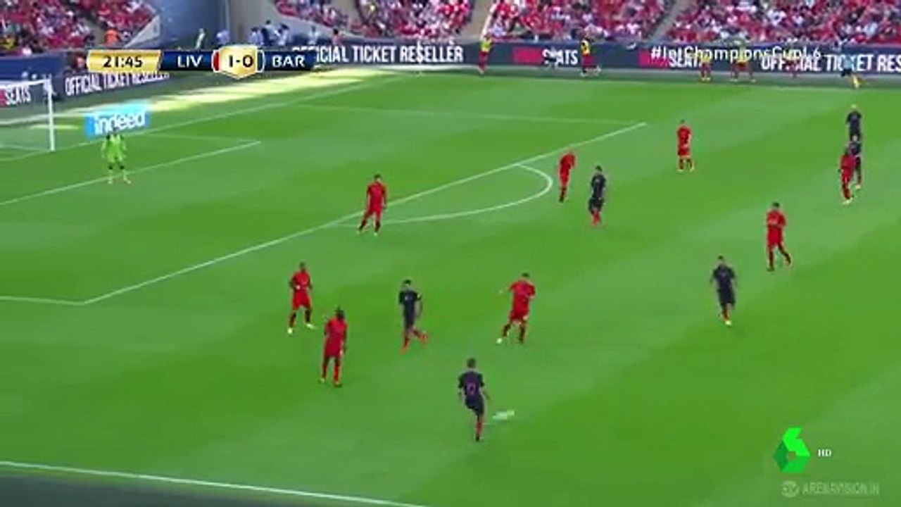 Lionel Messi Incredible Chance hit The Post - Liverpool vs FC Barcelona - International Champions Cup - 06/08/2016