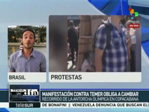 Manifestación contra Temer cambia recorrido de antorcha olímpica