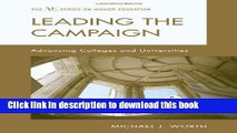 Ebook Leading the Campaign: Advancing Colleges and Universities Free Online