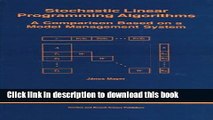 Ebook Stochastic Linear Programming Algorithms: A Comparison Based on a Model Management System