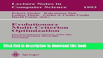 Books Evolutionary Multi-Criterion Optimization: First International Conference, EMO 2001, Zurich,