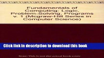 Books Fundamentals of Computing I: Logic, Problem Solving, Programs and Computers, Pascal Edition