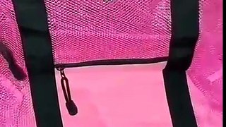 Pink Mesh Beach Tote Bag with Cooler Compartment Review