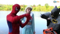 Superheroes in Real Life! Frozen Elsa & Batman w/ Spiderman cake prank - Food for Princess Elsa