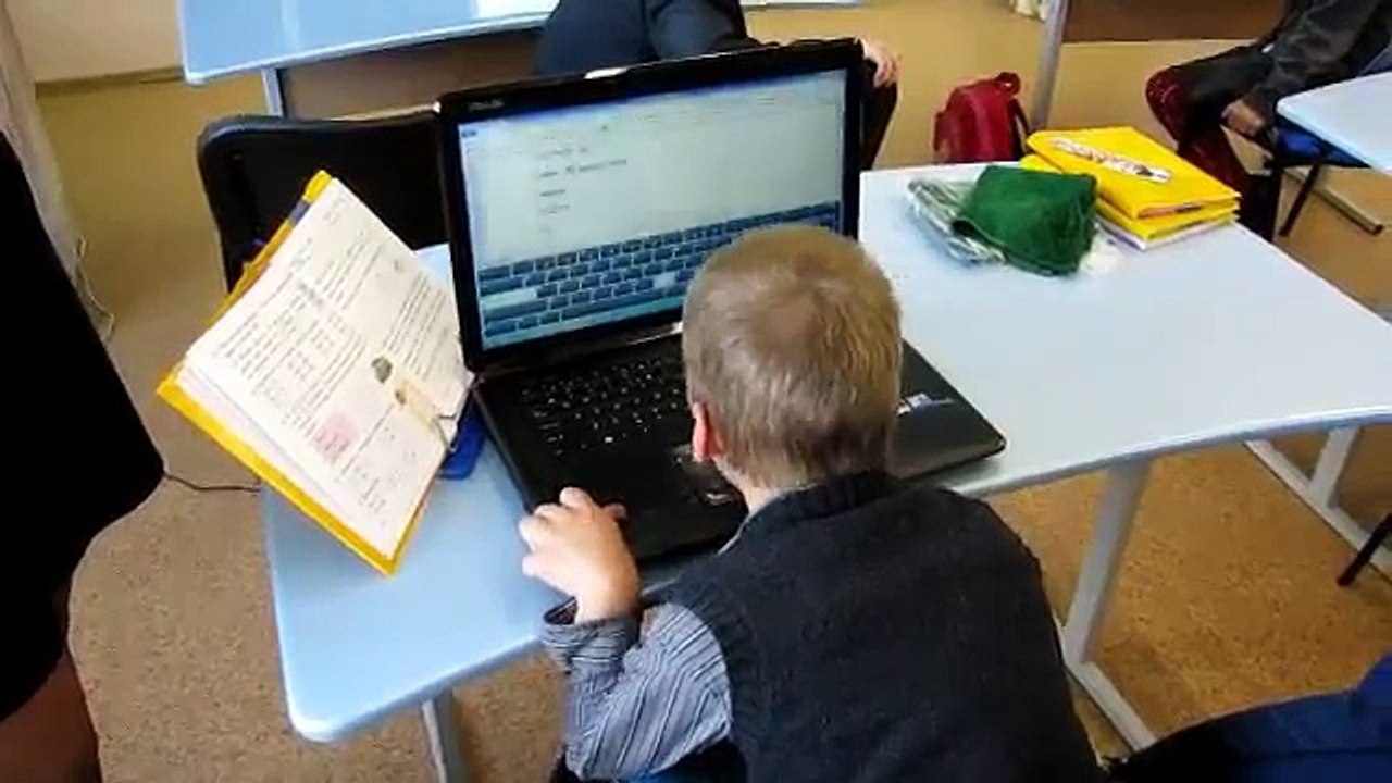 10-year old Yelisey with cerebral palsy chin typing