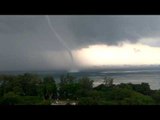 Waterspout Churns Up Sea Near Ships Off Singapore