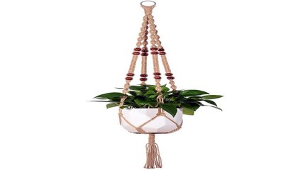 Mkono Macrame Plant Hanger Indoor Outdoor Hanging Planter Basket Jute Rope