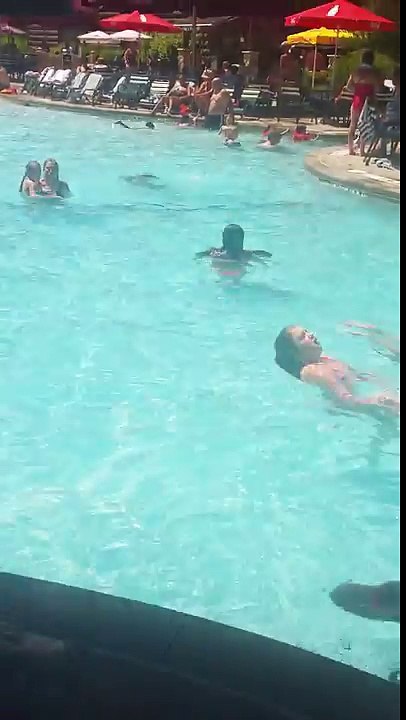 Basketball hoop in outside swimming pool