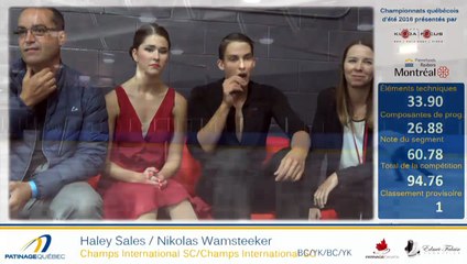 Haley Sales / Nikolas Wamsteeker 2016 Championnats québécois d'été - FD
