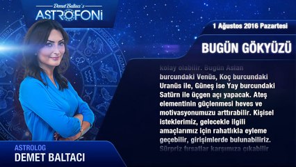 1 Ağustos 2016 Pazartesi Bugün Gökyüzü
