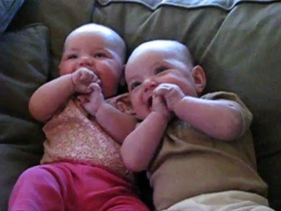 Twin Babies Laughing at Fake Sneezes