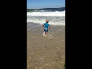 Fearless Toddler Shows the Grown Ups How to Attack a Wave