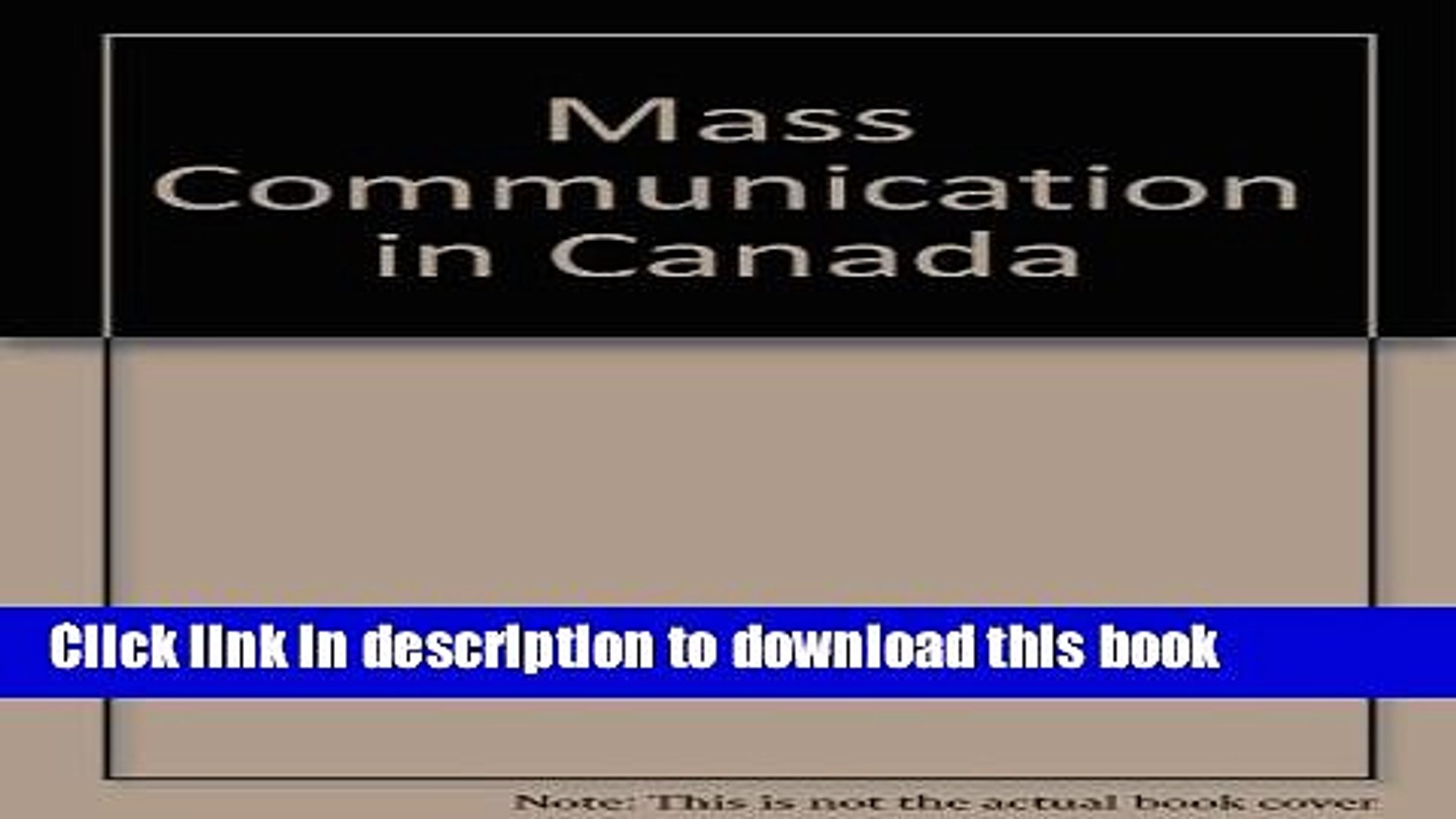 Communication Books Mass Communication In Canada Psychology