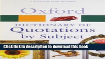 Ebook Oxford Dictionary of Quotations by Subject Full Online