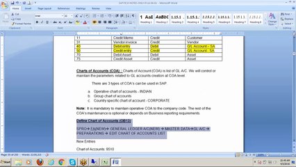 SAP FICO (Chart of Accounts) MVA
