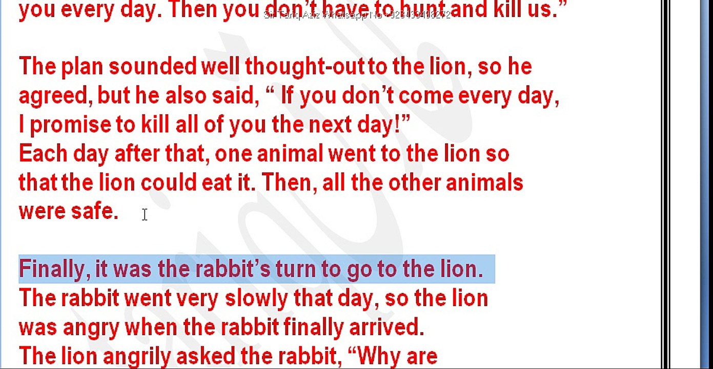 Mini story Lion and rabbit