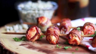 Buffalo Chicken and Blue Cheese Bacon Wrapped Bites | Budget Bites