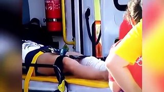 Moment gymnast Samir Ait Said is DROPPED by paramedics in Rio