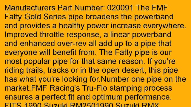 FMF FATTY GOLD SERIES EXHAUST PIPE SUZUKI RM250 1990 RMX 250 1990 1991 _020