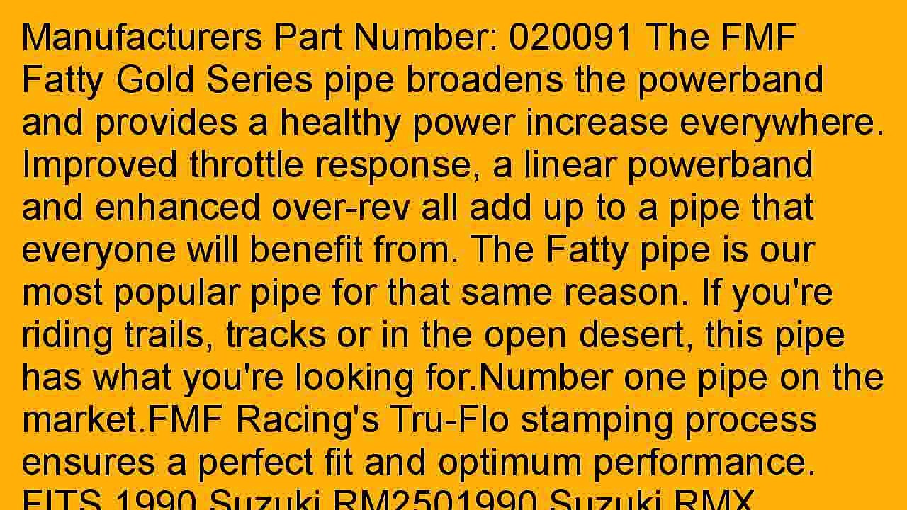 FMF FATTY GOLD SERIES EXHAUST PIPE SUZUKI RM250 1990 RMX 250 1990 1991 _020