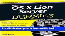 [Popular] E_Books Mac OS X Lion Server For Dummies Free Online