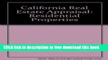 [Reading] California Real Estate Appraisal: Residential Properties New Download