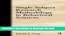 [Popular Books] Single Subject Research Methodology in Behavioral Sciences Download Online