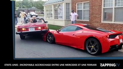 Etats-Unis : Une femme veut garer sa Mercedes et emboutit une Ferrari (Vidéo)