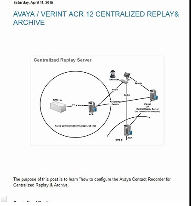 WFO / ACR 12 / VERINT - CENTRAL REPLAY SERVER ROLE - POST